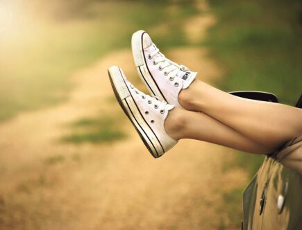 shoes, legs, car